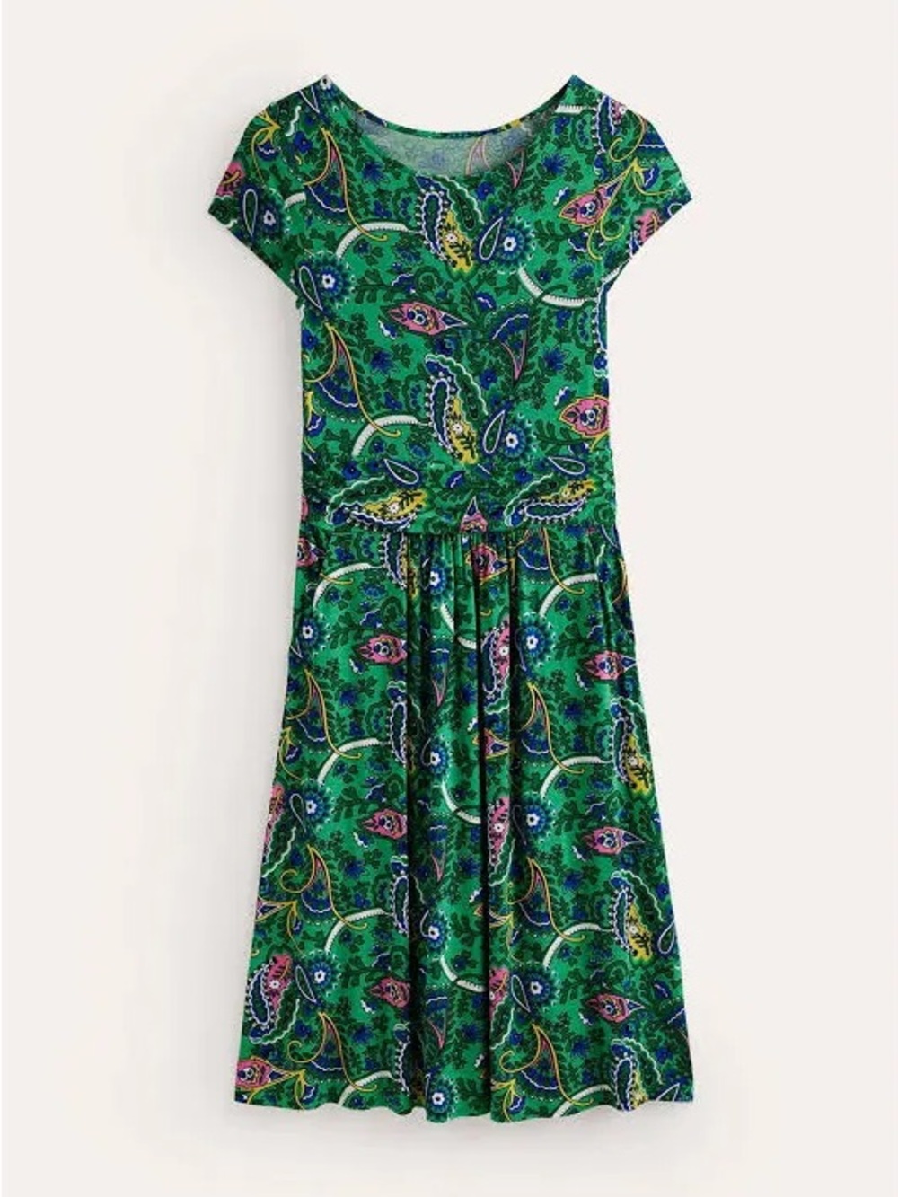 Boden Amelie Paisley Short Sleeve Jersey Midi Dress Size US 10 - Picture 6 of 6
